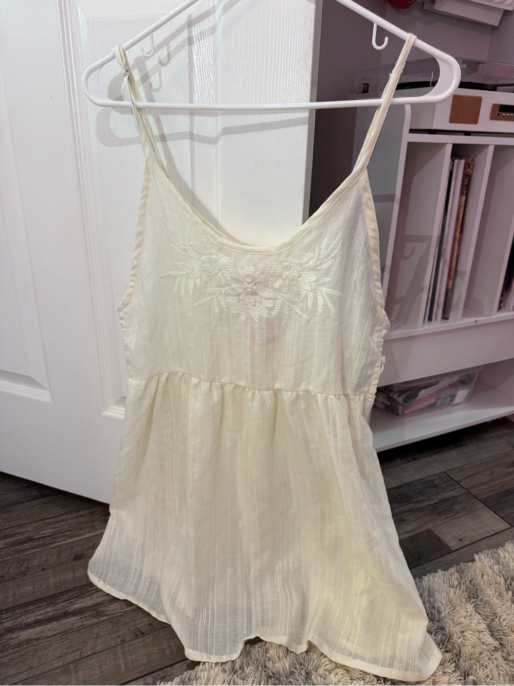 Cream Embroidered Spaghetti Strap Cover up dress